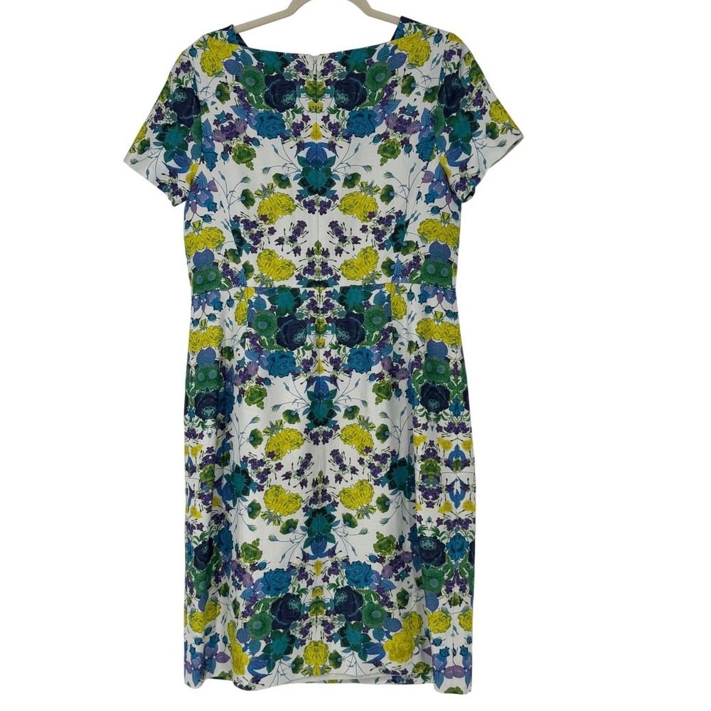Talbots Womens‎ Floral Cotton Linen Sheath Dress Multi Color Size 10 Tropical